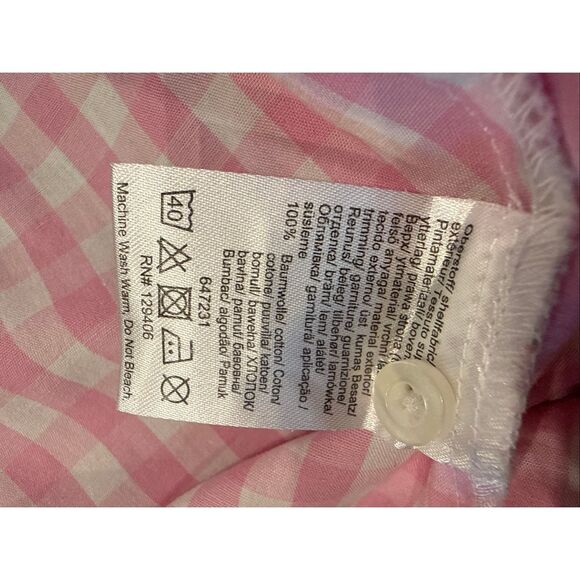 BPC Pink Gingham Button Up Blouse- Size 4 - Picture 7 of 8